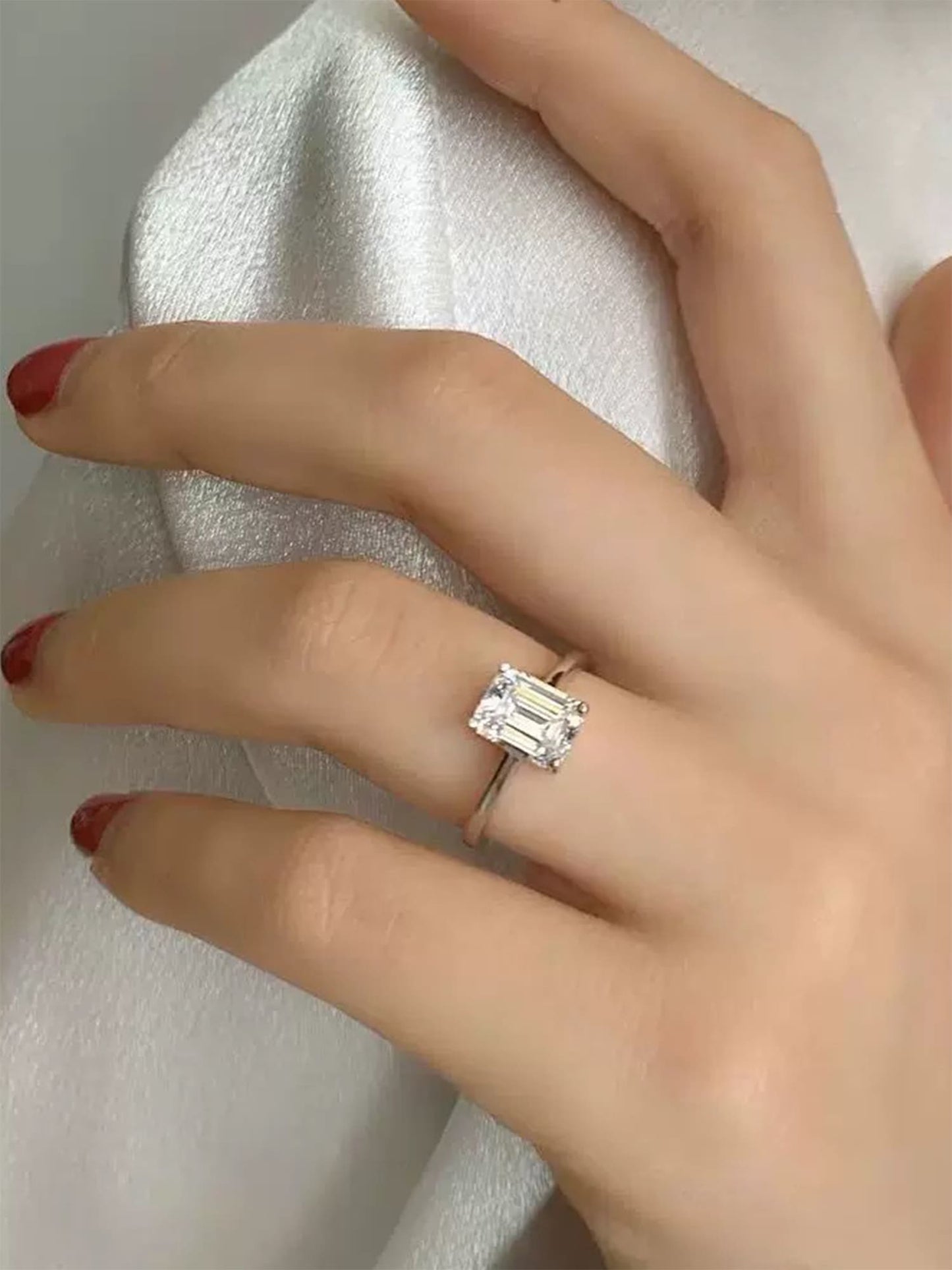 Emerald Cut Lab Diamond Engagement Ring • D VVS1 EX Cut in Platinum | VIVADAR