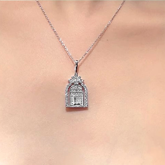 Art Deco Archway Lab Diamond Necklace • Baguette & Round Brilliant - D Color VVS1 | VIVADAR