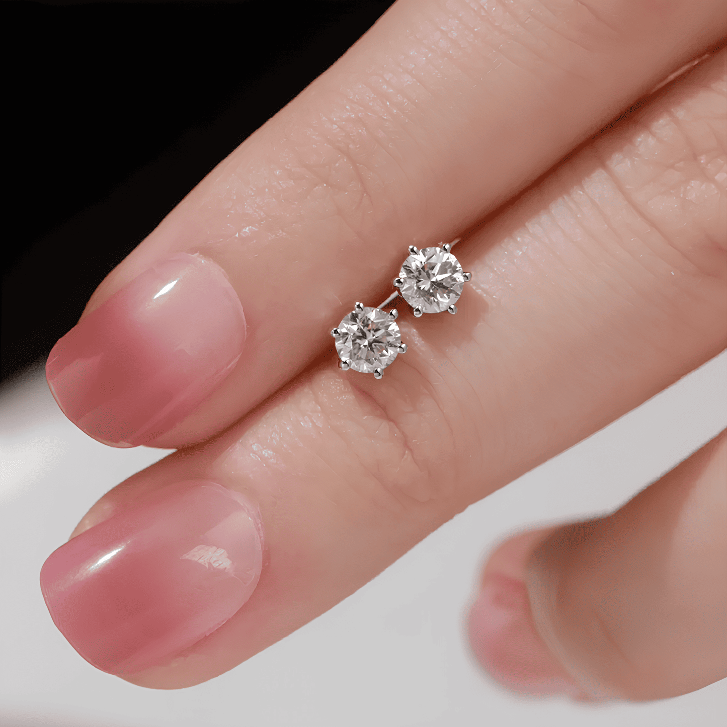 Classic Round Brilliant Lab Diamond Stud Earrings • D VVS1 EX Cut in Platinum | VIVADAR