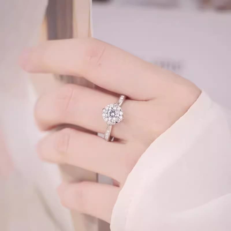 Floral Pavé Lab Diamond Engagement Ring • D Color VVS1 | VIVADAR