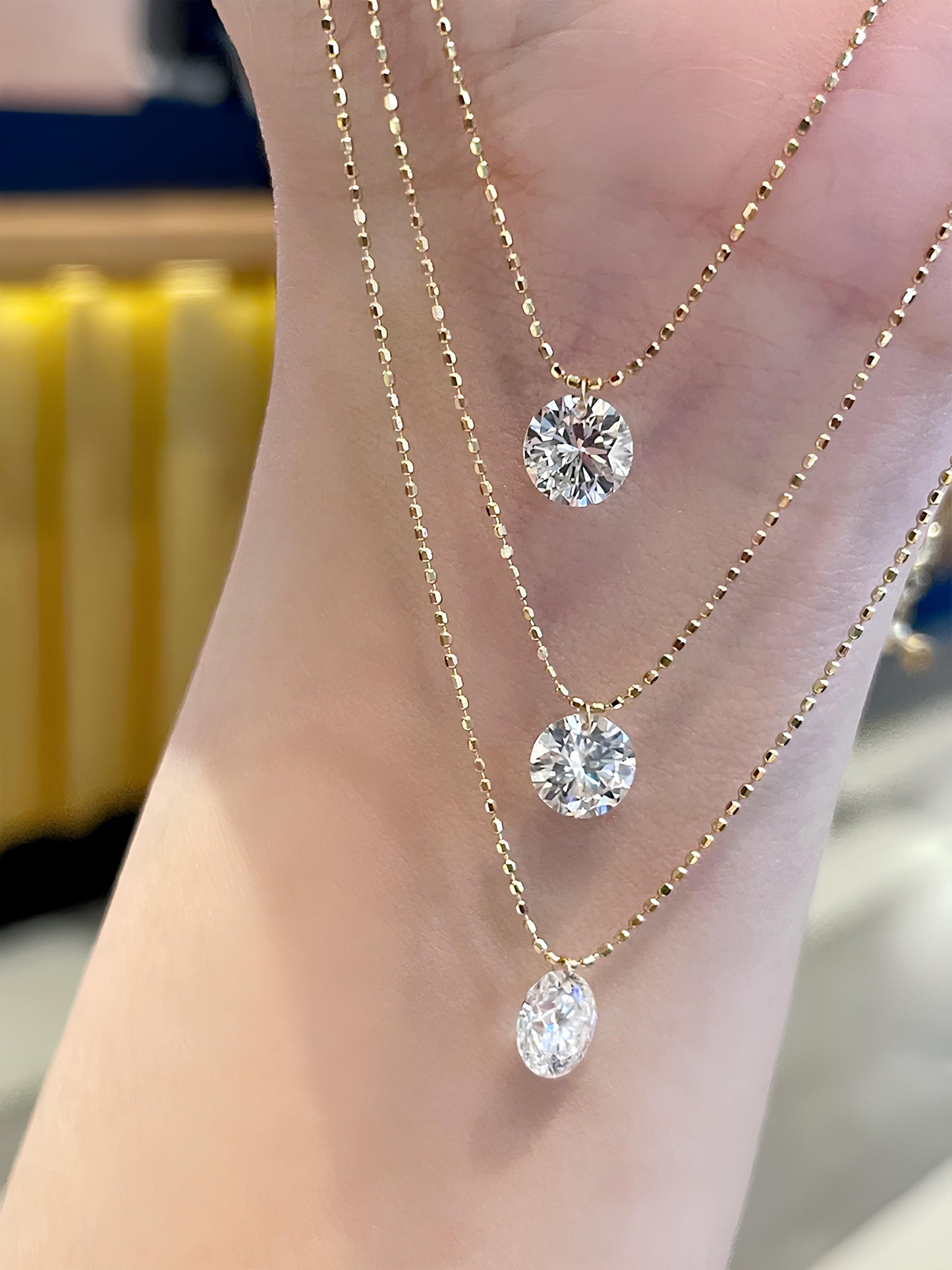 Round Brilliant Solitaire Necklace • 1.00ct D Color VVS1 Lab Diamond in 18K Yellow Gold | VIVADAR