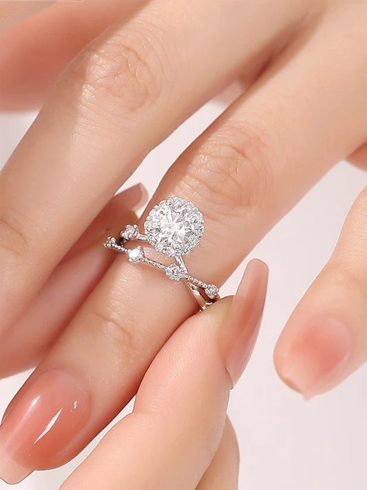 Split-Shank Halo Lab Diamond Engagement Ring • D Color VVS1 Pavé Band | VIVADAR