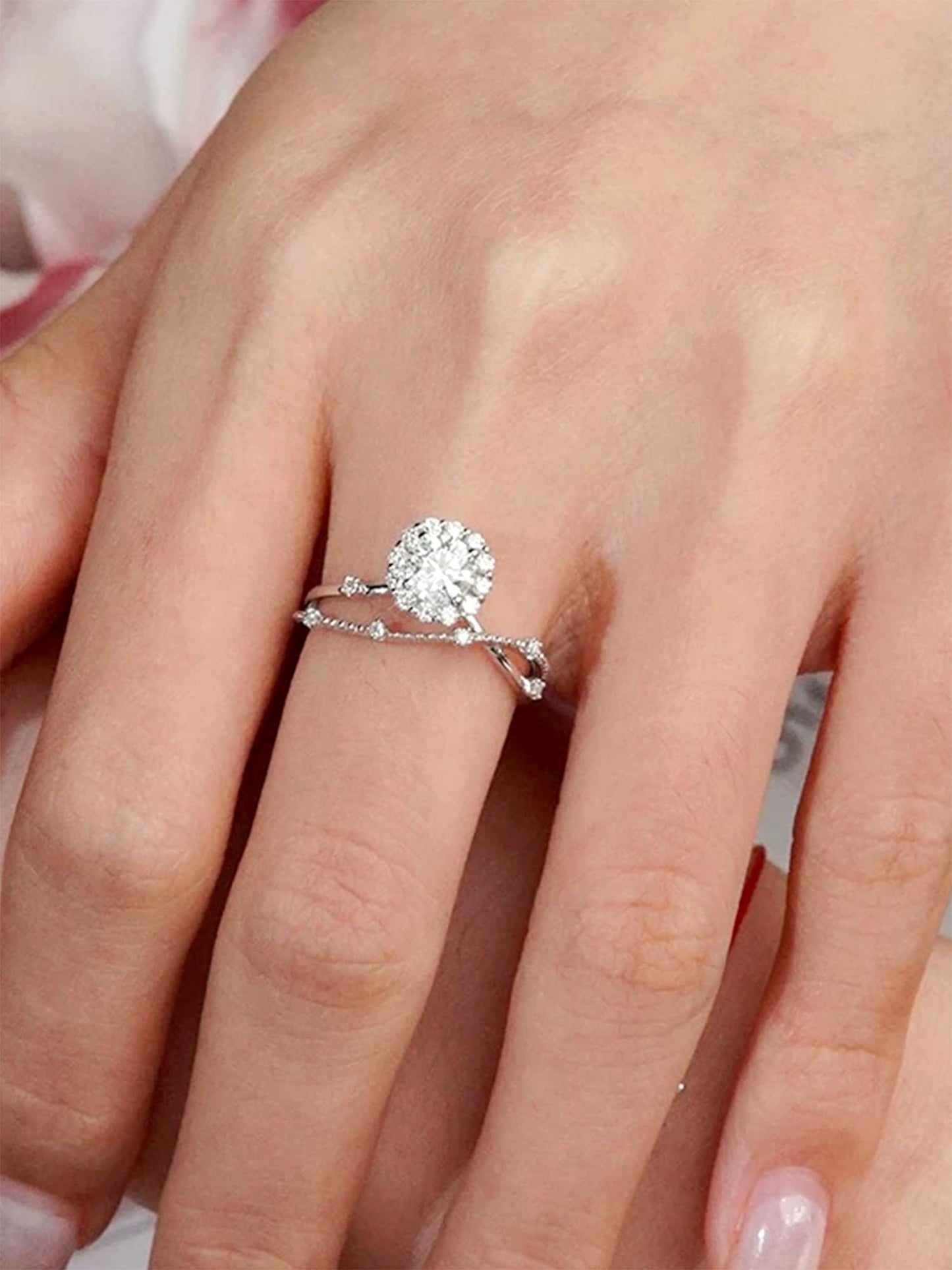 Split-Shank Halo Lab Diamond Engagement Ring • D Color VVS1 Pavé Band | VIVADAR