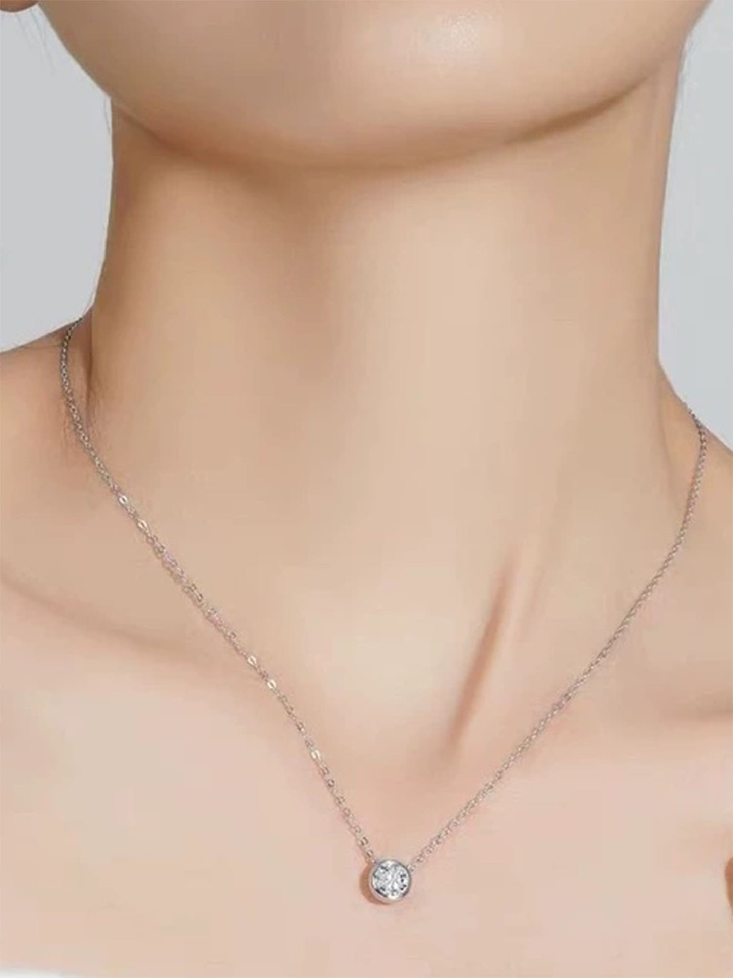 Bezel Set Round Brilliant Lab Diamond Necklace • Excellent Cut D VVS1 in Platinum | VIVADAR