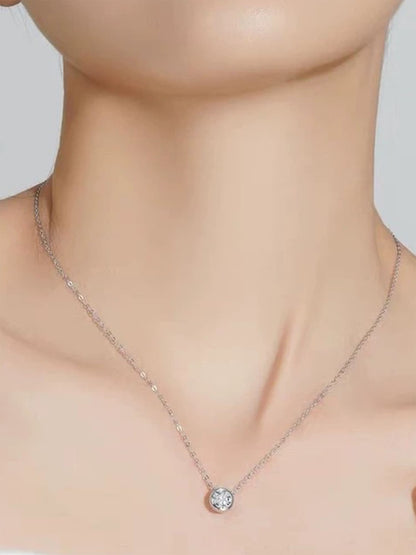 Bezel Set Round Brilliant Lab Diamond Necklace • Excellent Cut D VVS1 in Platinum | VIVADAR