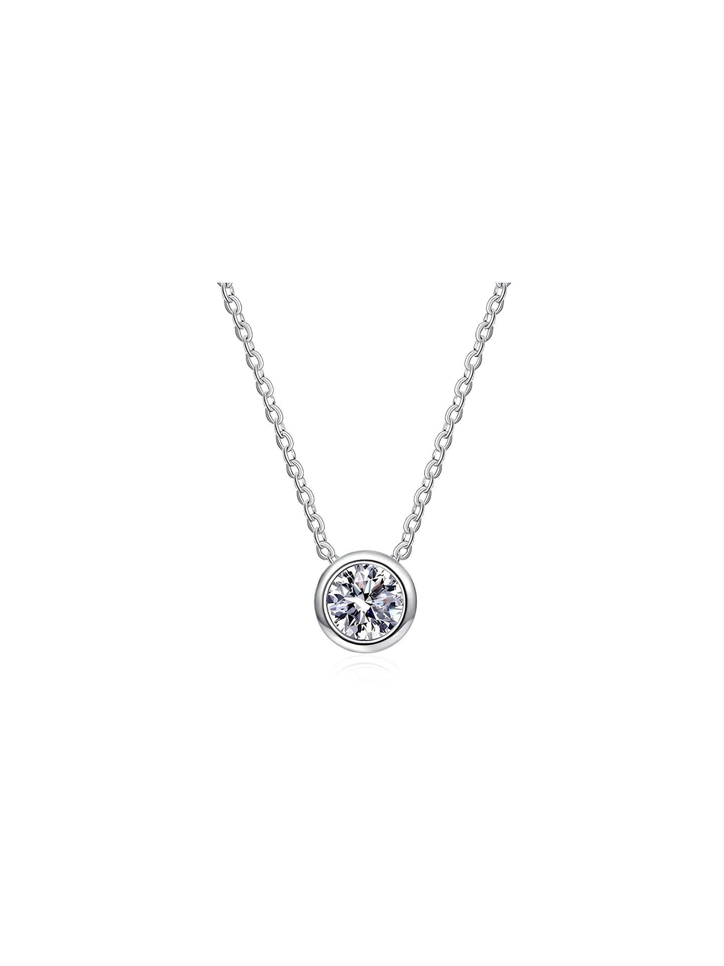 Bezel Set Round Brilliant Lab Diamond Necklace • Excellent Cut D VVS1 in Platinum | VIVADAR