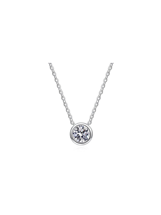 Bezel Set Round Brilliant Lab Diamond Necklace • Excellent Cut D VVS1 in Platinum | VIVADAR