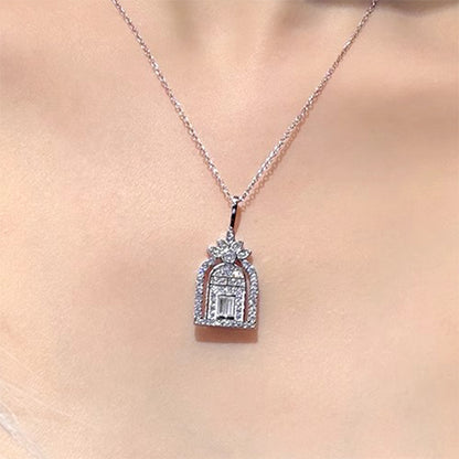 Art Deco Archway Lab Diamond Necklace • Baguette & Round Brilliant - D Color VVS1 | VIVADAR