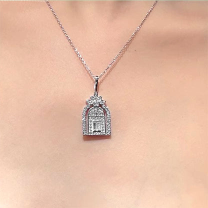 Art Deco Archway Lab Diamond Necklace • Baguette & Round Brilliant - D Color VVS1 | VIVADAR