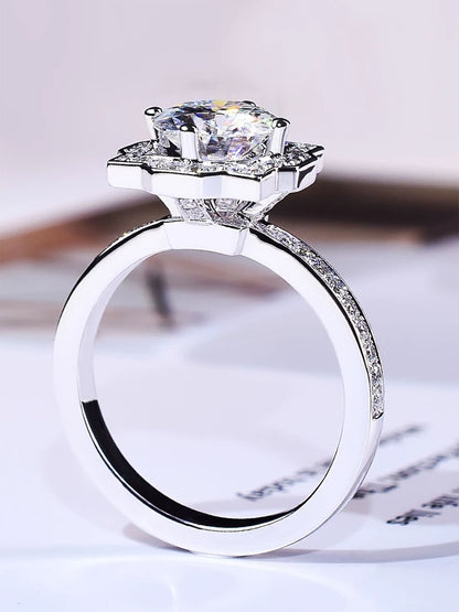 Starburst Halo Lab Diamond Engagement Ring • D Color VVS1 Pavé Band | VIVADAR