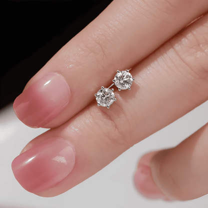 Classic Round Brilliant Lab Diamond Stud Earrings • D VVS1 EX Cut in Platinum | VIVADAR