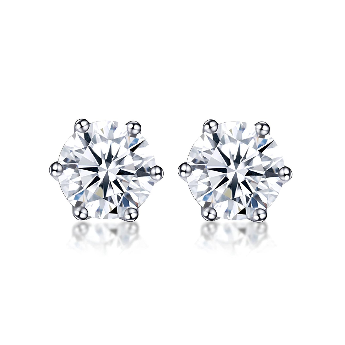Classic Round Brilliant Lab Diamond Stud Earrings • D VVS1 EX Cut in Platinum | VIVADAR