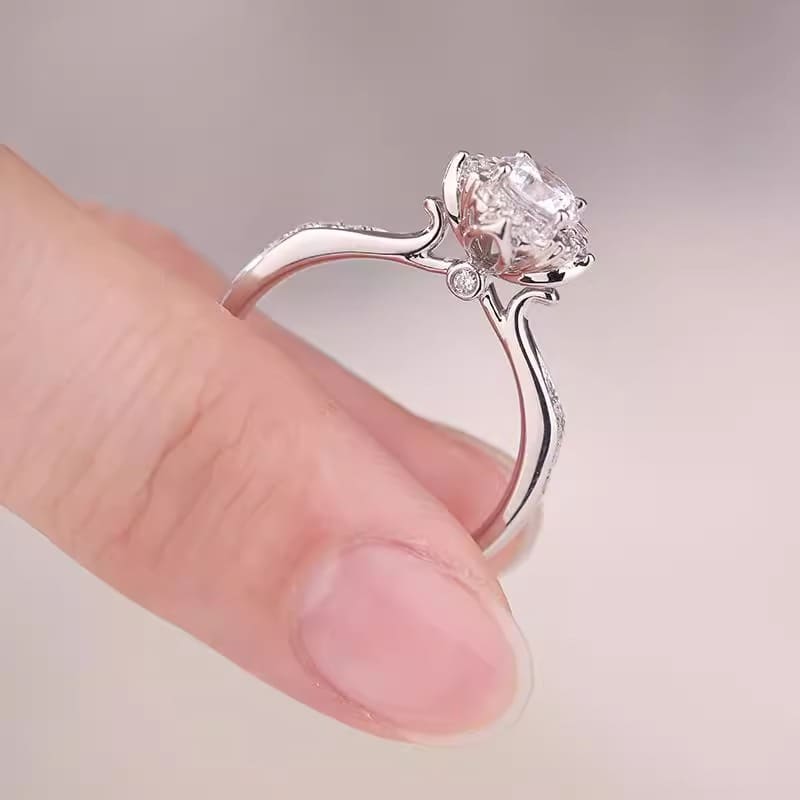 Floral Pavé Lab Diamond Engagement Ring • D Color VVS1 | VIVADAR