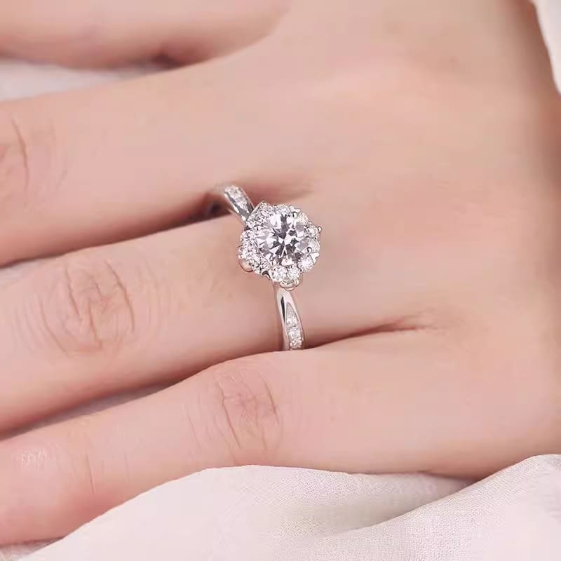 Floral Pavé Lab Diamond Engagement Ring • D Color VVS1 | VIVADAR