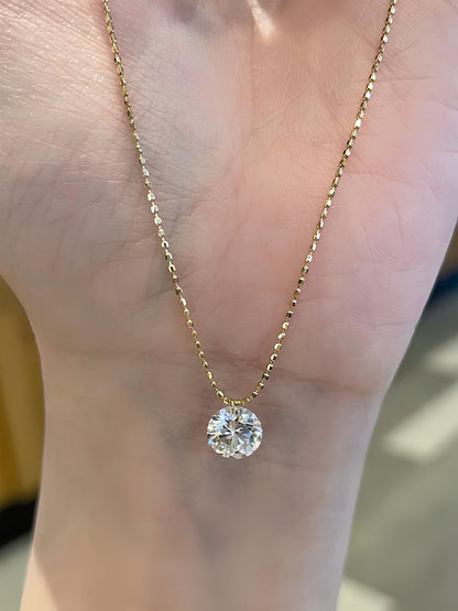 Round Brilliant Solitaire Necklace • 1.00ct D Color VVS1 Lab Diamond in 18K Yellow Gold | VIVADAR