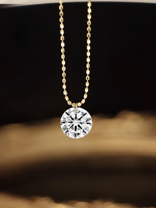 Round Brilliant Solitaire Necklace • 1.00ct D Color VVS1 Lab Diamond in 18K Yellow Gold | VIVADAR