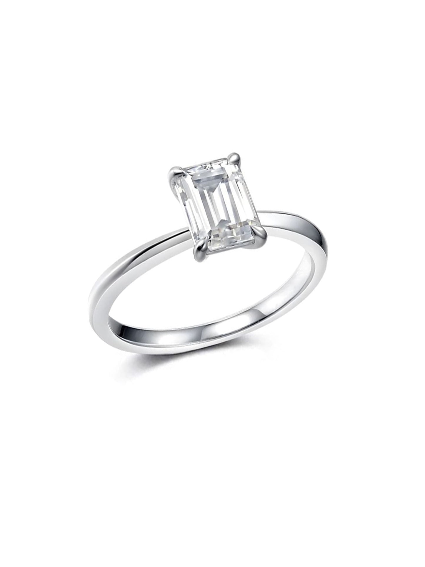 Emerald Cut Lab Diamond Engagement Ring • D VVS1 EX Cut in Platinum | VIVADAR