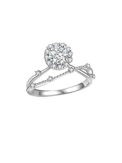 Split-Shank Halo Lab Diamond Engagement Ring • D Color VVS1 Pavé Band | VIVADAR