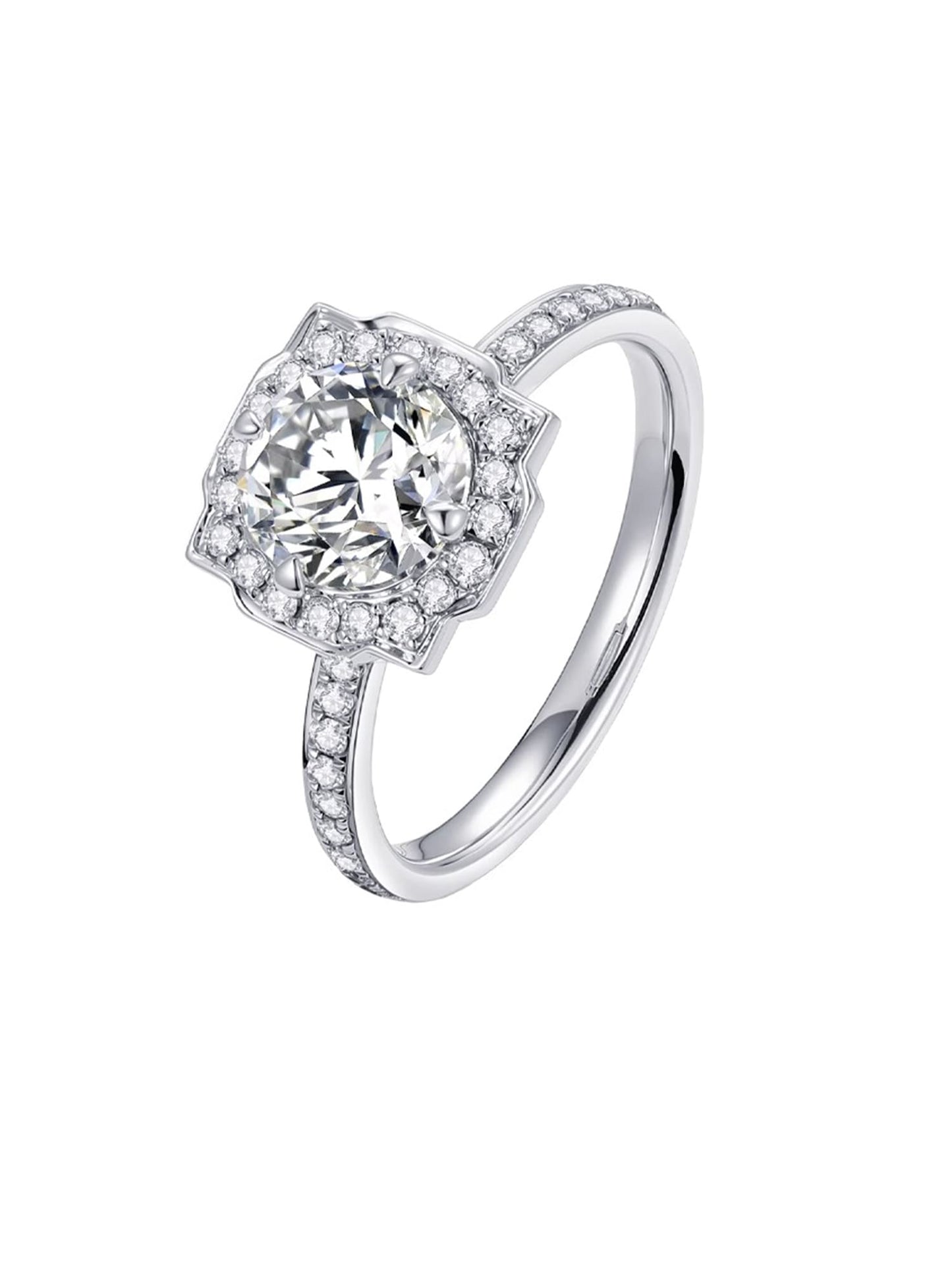 Starburst Halo Lab Diamond Engagement Ring • D Color VVS1 Pavé Band | VIVADAR